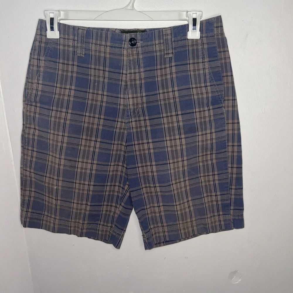 Eddie Bauer Mens Shorts 32‎ Brown Plaid Cargo Pocket Outdoor Casual 10" Inseam
